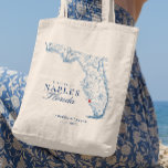 Elegant Naples Florida Wedding Welcome Tote Bag<br><div class="desc">Welcome your guests to Naples, FL, with our charming custom wedding tote bags featuring a navy blue Florida map theme. These bags are perfect for holding goodies and essentials during their stay. Perfect for venues like LaPlaya Beach Resort, Naples Grande Beach Resort, and Edgewater Beach Hotel, these totes add a...</div>