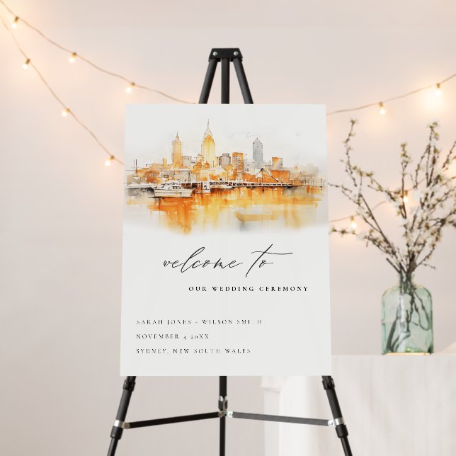 Elegant Nashville City Skyline Watercolor Wedding Foam Board (In Situ (Stand))