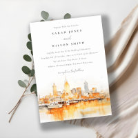 Elegant Nashville City Skyline Watercolor Wedding