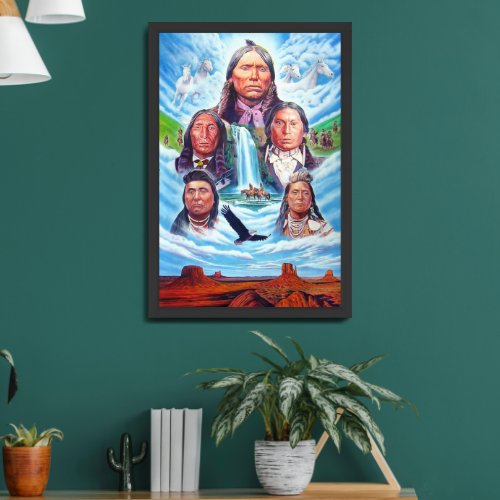 Elegant Native Americans Painting by Serdar Hizli Framed Art