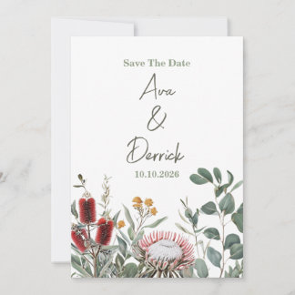 Elegant Native Floral Save the Date Card