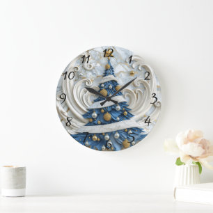 Elegant Native Indian Christmas tree art Large Clock