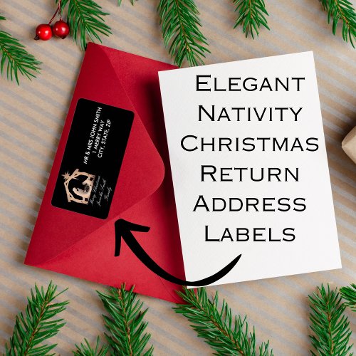 Elegant Nativity Christmas Return Address Label