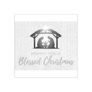 Elegant Nativity Scene Christmas Card Rubber Stamp