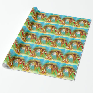 Elegant Nativity scene, Mary Jesus Joseph Wrapping Paper