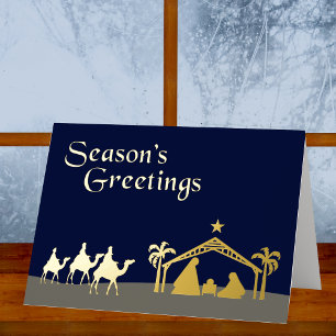 Elegant Nativity Season's Greetings Christmas Foil Holiday Card