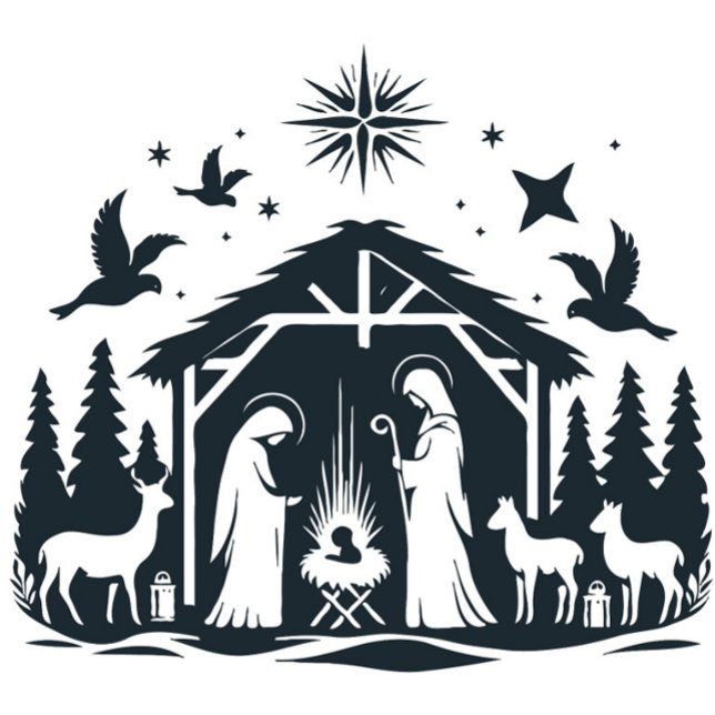 Elegant Nativity Silhouette Christmas Post Card  ("A peaceful reminder of the true meaning of Christmas")