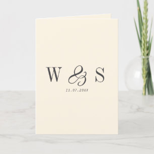 Elegant natural cream initial wedding couples card