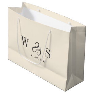 Elegant natural cream initial wedding couples large gift bag