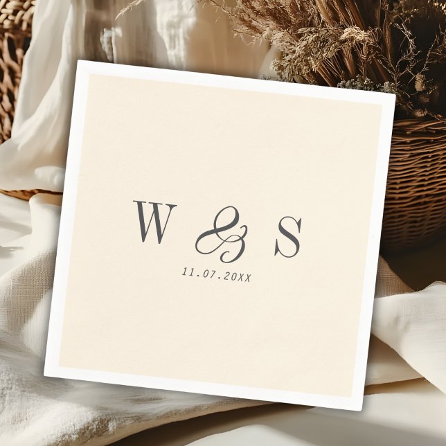 Elegant natural cream initial wedding couples napkins (Creator Uploaded)