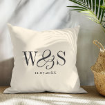 Elegant natural cream initial wedding couples throw pillow<br><div class="desc">Elegant natural cream initial wedding couple</div>