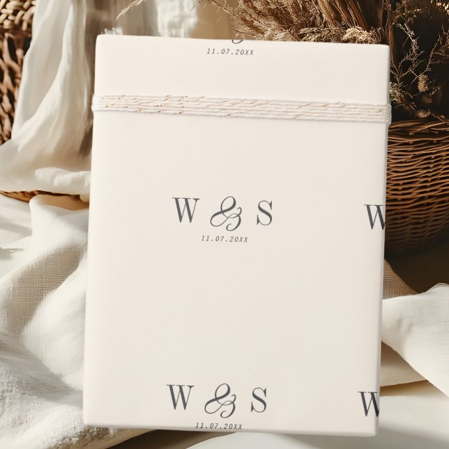 Elegant natural cream initial wedding couples wrapping paper (Creator Uploaded)