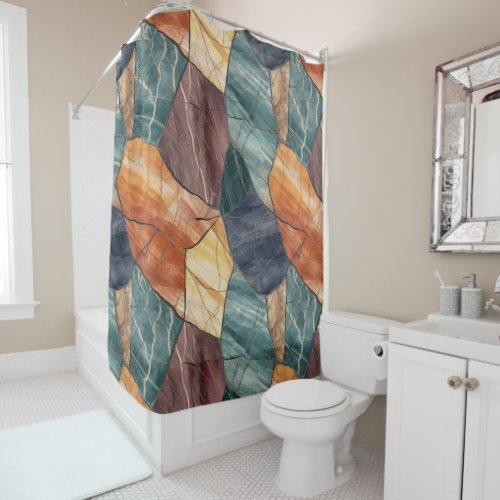 Elegant Natural Green Grain Stone  Marble Pattern  Shower Curtain