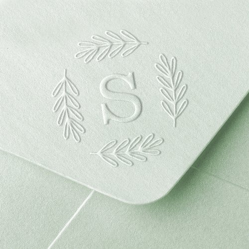 Elegant Natural Laurel Leaf Frame Custom Monogram Embosser