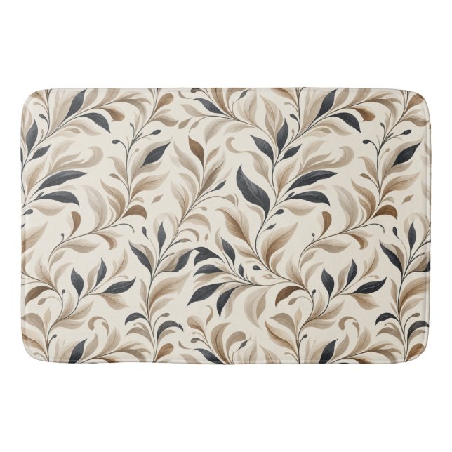 Elegant Natural Leaf Pattern Shower Décor Bath Mat (Front)