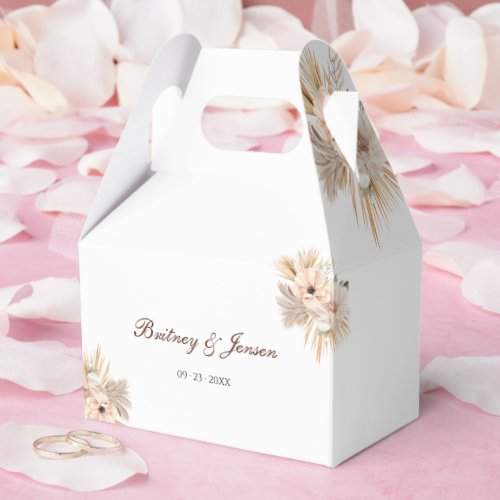 Elegant Natural Palms Boho Dried Pampas Aesthetic Favor Boxes
