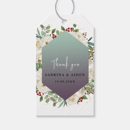Elegant Natural Peony Floral Wedding Thank you Gift Tags