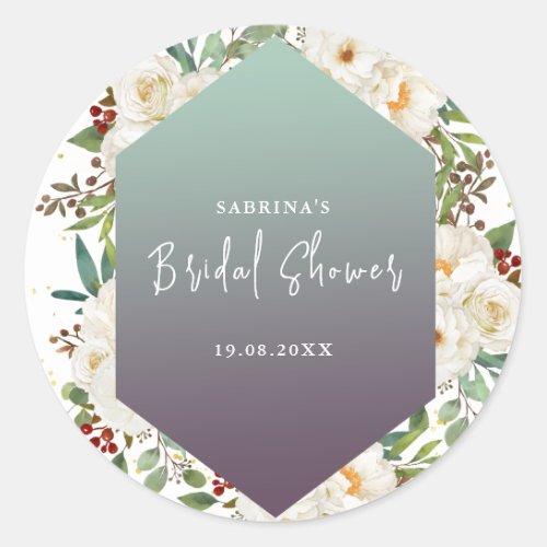 Elegant Natural Rose Peony Floral Bridal Shower  Classic Round Sticker