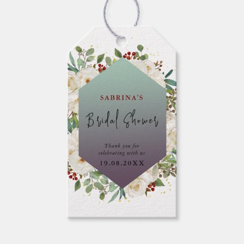 Elegant Natural Rose Peony Floral Bridal Shower Gift Tags