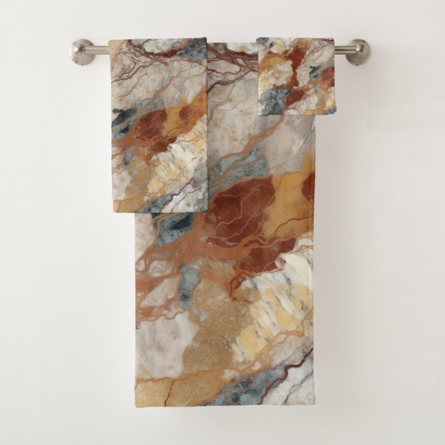 Elegant Natural Stone  Marble Pattern  Bath Towel Set (Insitu)