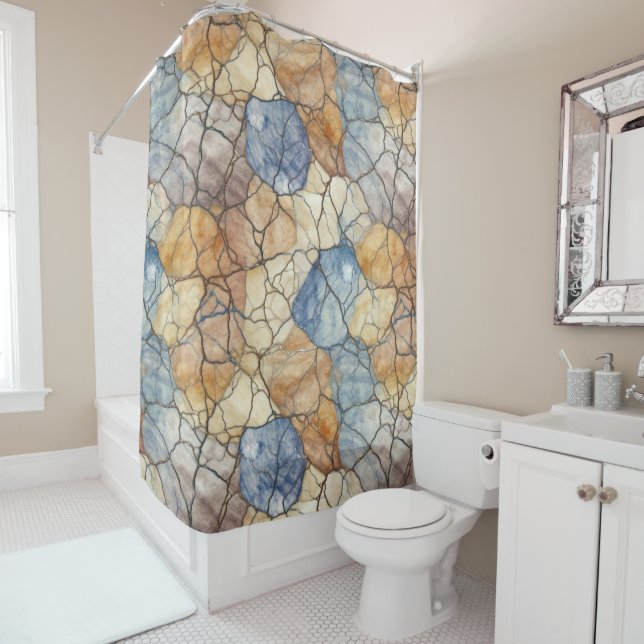 Elegant Natural Stone  Marble Pattern  Shower Curtain (In Situ)