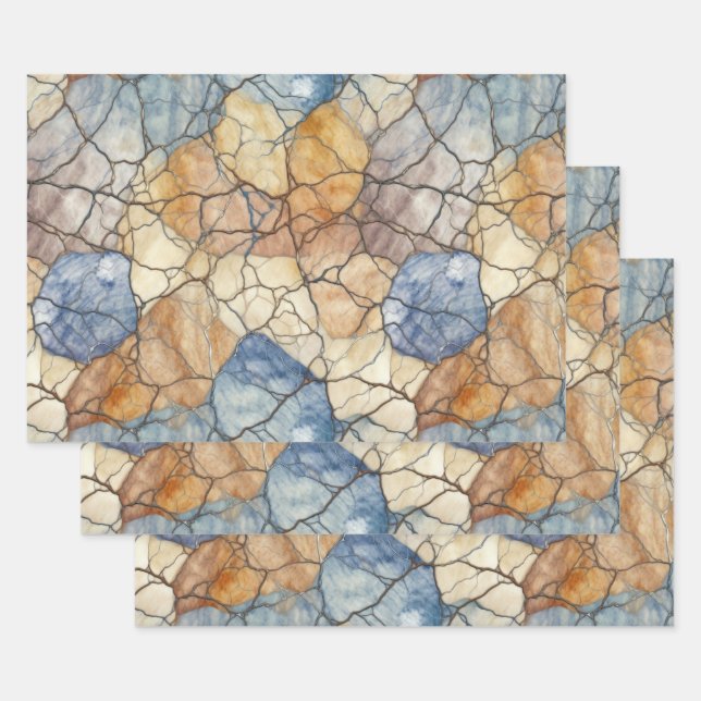 Elegant Natural Stone  Marble Pattern  Wrapping Paper Sheets (Set)
