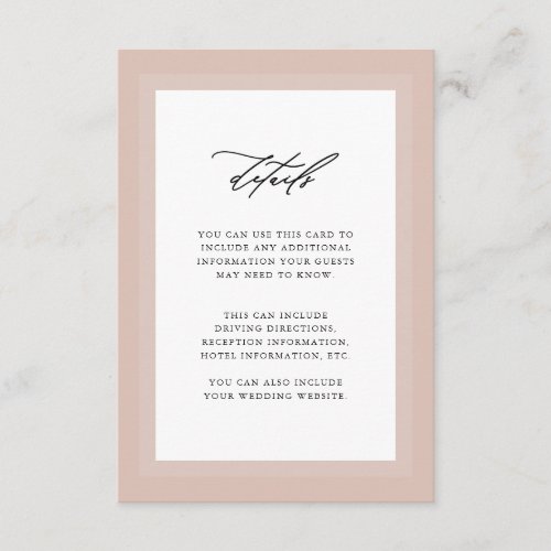 Elegant Natural Wedding Guest Details Enclosure Card