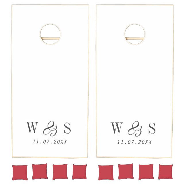 Elegant natural white initial wedding Cornhole Set (Set)