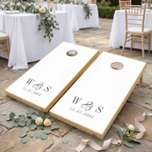 Elegant natural white initial wedding Cornhole Set