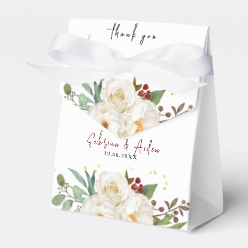 Elegant Natural White Rose Peony Floral Wedding  Favor Boxes