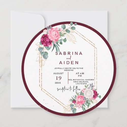 Elegant Natural White Rose Peony Floral Wedding   Invitation