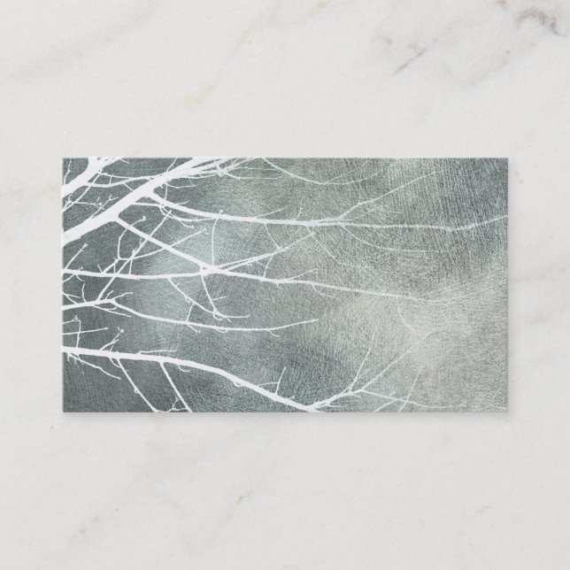 elegant nature art  gray and white tree branches  business card (Front)