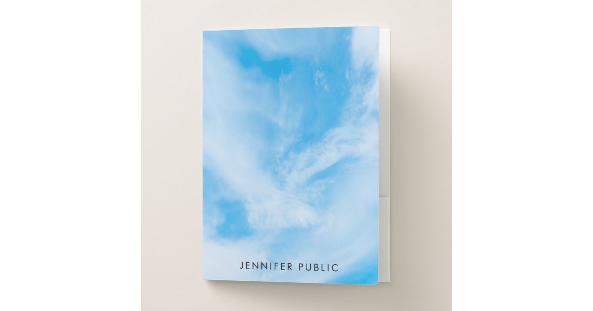 Elegant Nature Blue Sky White Clouds Modern Trendy Pocket Folder