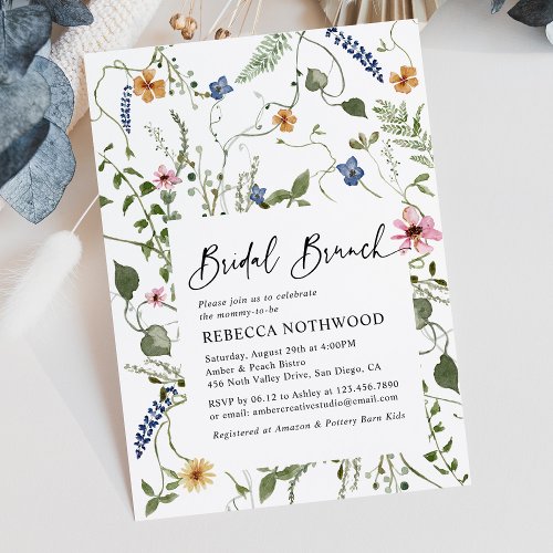 Elegant Nature Floral Bridal Brunch Shower Invitation