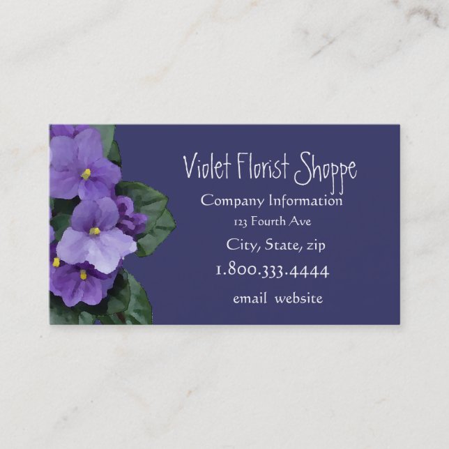 Elegant Nature Flower African Violet Plant Busines Business Card (Front)