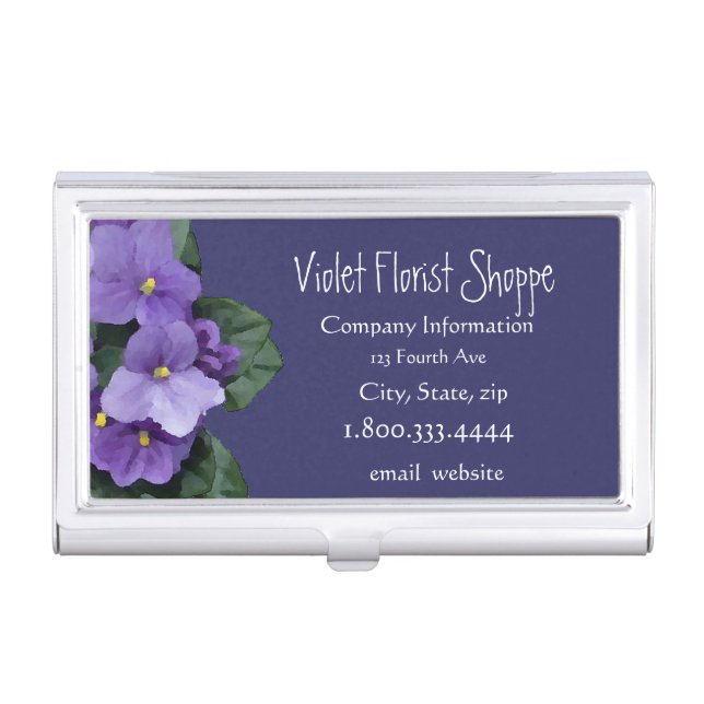 Elegant Nature Flower African Violet Plant  Business Card Case (Front)