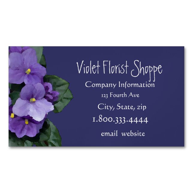 Elegant Nature Flower African Violet Plant  Business Card Magnet (Front)