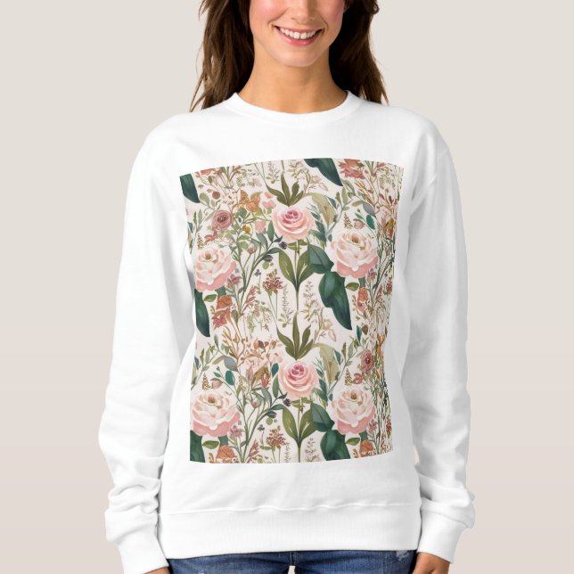 Elegant Nature-Inspired Floral Pattern Wildflowers Sweatshirt (Front)