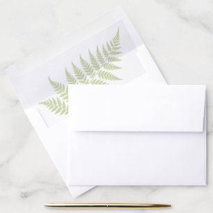 Elegant Nature Inspired Pistachio Green Fern Envelope Liner