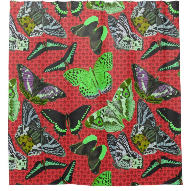 Elegant Nature-Inspired Vintage Butterfly  Shower Curtain (Front)
