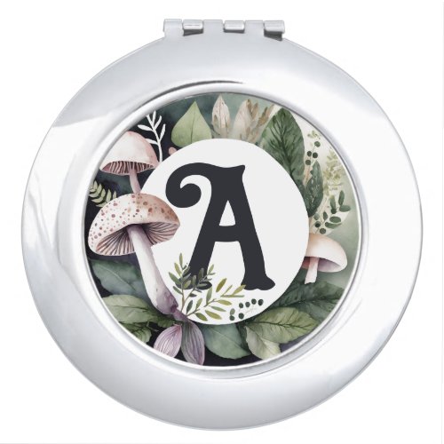 Elegant Nature Mushroom Choose Your Initial Compact Mirror