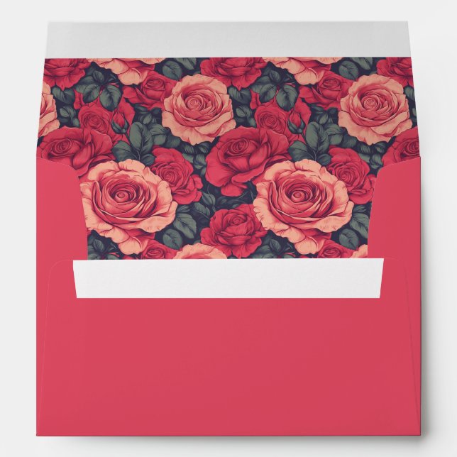Elegant Nature Rose Two Sided Wedding Envelope (Back (Bottom))