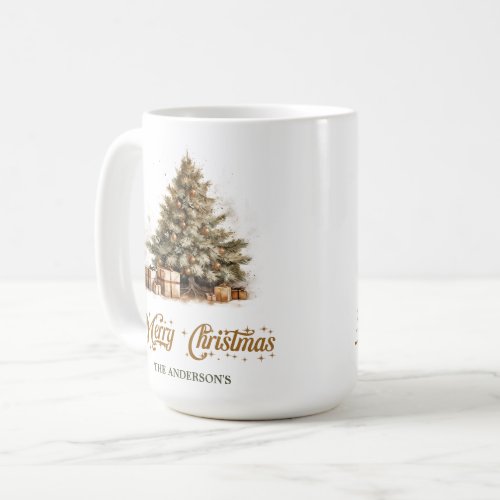 Elegant nature watercolor Christmas tree copper Coffee Mug