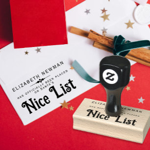 Elegant Naughty Or Nice List Santa Claus Official  Rubber Stamp