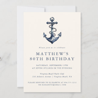 Elegant Nautical Anchor Adult Party Invitation
