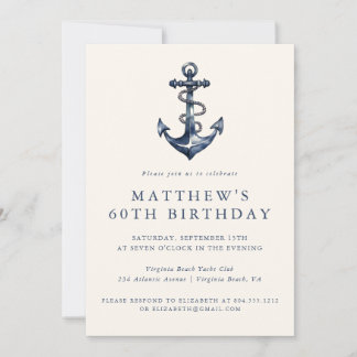 Elegant Nautical Anchor Adult Party Invitation