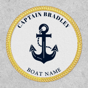 Elegant Nautical Anchor and Personalized Captain Patch