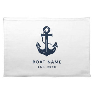 Elegant Nautical Anchor and Personalized Year Cloth Placemat