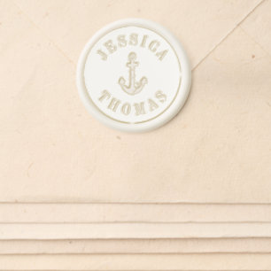 Elegant Nautical Anchor Beach Wedding Wax Seal Sticker