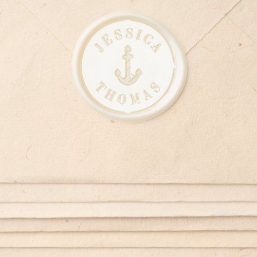 Elegant Nautical Anchor Beach Wedding Wax Seal Sticker
